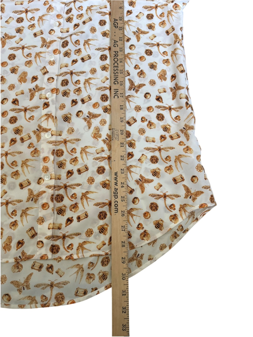 Equipment Femme Silk Blouse L Cream Gold Novelty Insect Bee Print Quiet Luxury - Picture 4 of 7